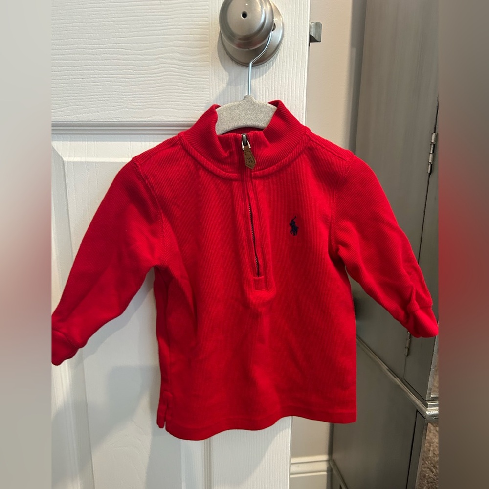 LIKE NEW! Ralph Lauren Toddler Half-Zip Pullover. Red. Size 18 months.